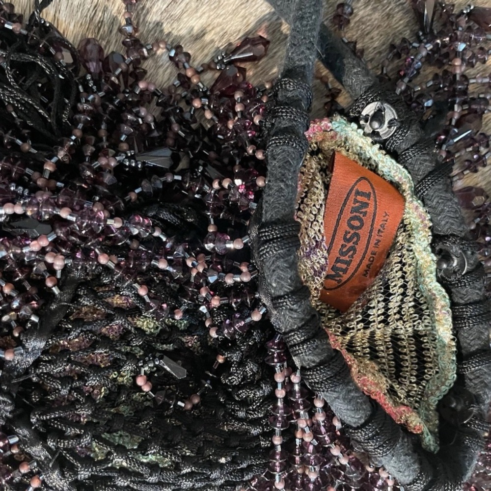 Exclusive MISSONNI bag in burgundy, new condition. Silk weave and rich stones. - Picture 3 of 16